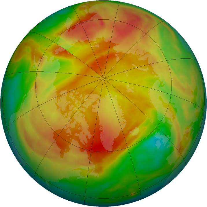 Arctic ozone map for 22 April 2013